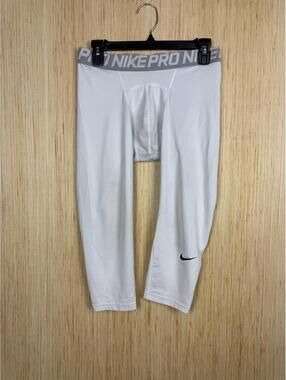 Nike Pro Compression Leggings Mens L White 3/4 Dri-FIT Running Base Layer